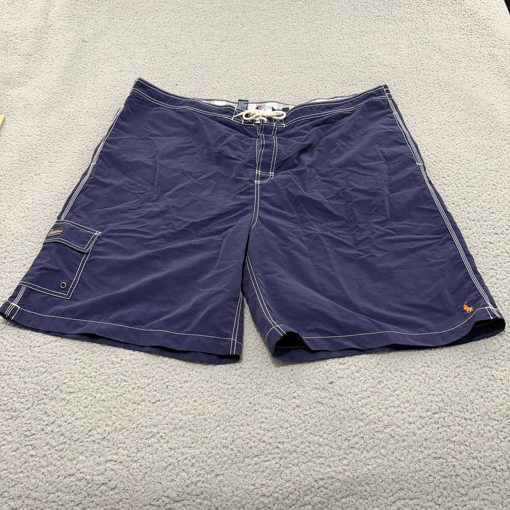 Polo Ralph Lauren Mens Swim Trunks 4X Big Navy Blue Orange Pony Cargo Shorts